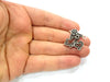 Flower Charms Connector Antique Silver Plated Brass Charms (25x23mm)  G10451