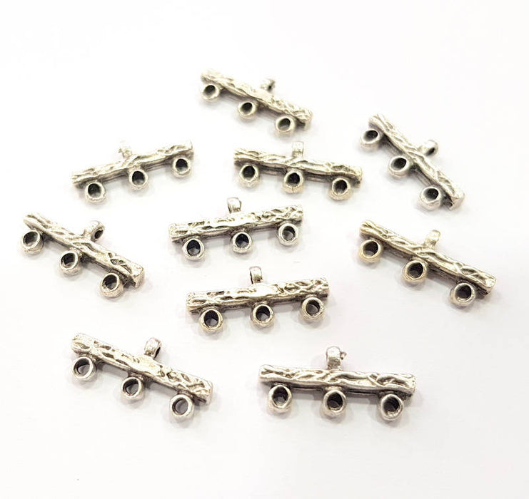 10 End Bar Antique Silver Plated Metal Findings (18x8mm) G15987