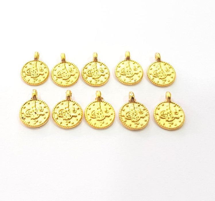 10 Pcs Gold Plated  Ottoman Signature Charms  , G9817