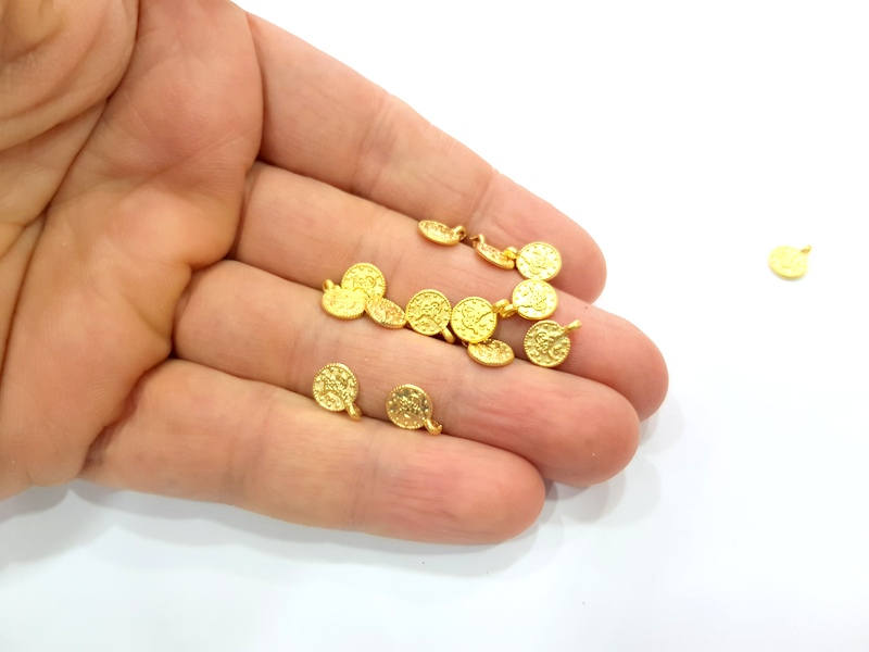 100 Gold Charms Ottoman Signature Charms , Gold Plated  Coin  G9817