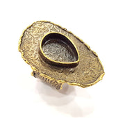 Antique Bronze Ring Blank Ring Setting inlay Blank Mosaic Bezel Base Cabochon Mountings (20x15mm Blank ) Antique Bronze Plated Brass G10458