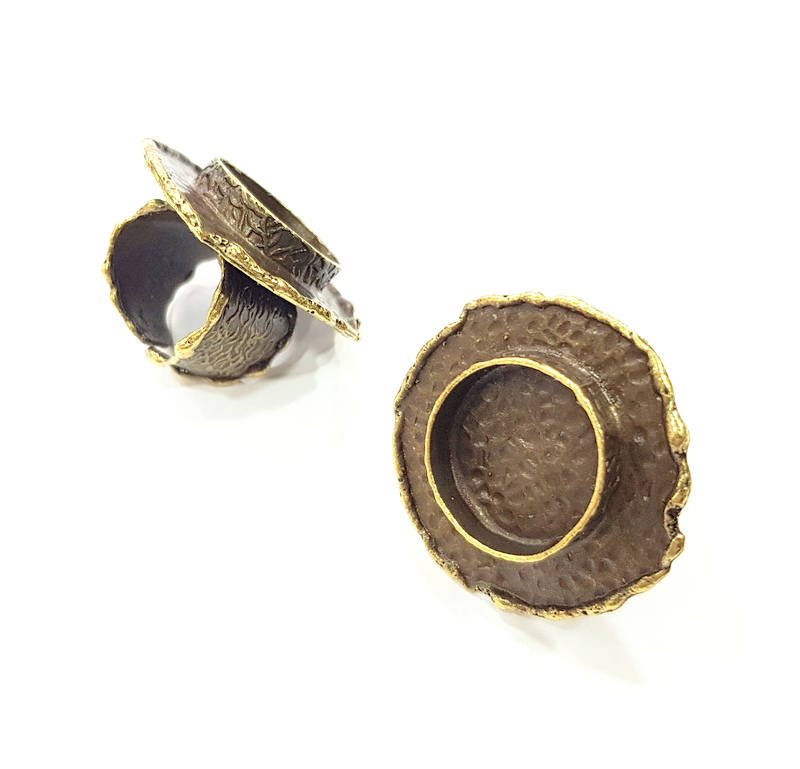 Antique Bronze Ring Blank Ring Setting inlay Blank Mosaic Bezel Base Cabochon Mountings (20mm Blank ) Antique Bronze Plated Brass G10461