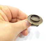 Antique Bronze Ring Blank Ring Setting inlay Blank Mosaic Bezel Base Cabochon Mountings (20mm Blank ) Antique Bronze Plated Brass G10461