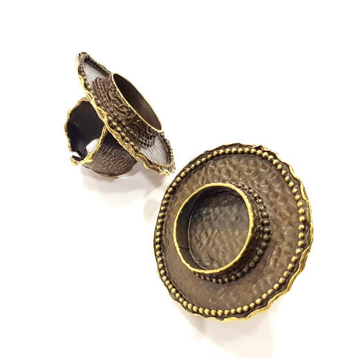 Antique Bronze Ring Blank Ring Setting inlay Blank Mosaic Bezel Base Cabochon Mountings (20mm Blank ) Antique Bronze Plated Brass G10462