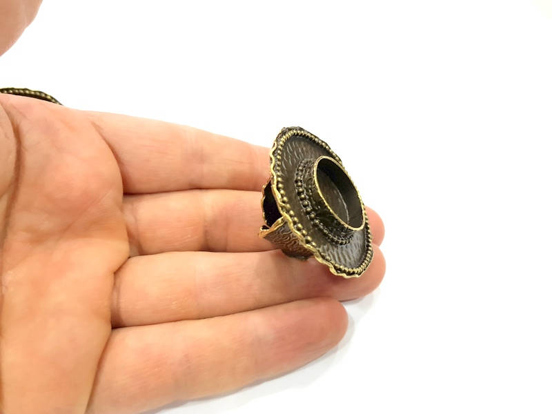 Antique Bronze Ring Blank Ring Setting inlay Blank Mosaic Bezel Base Cabochon Mountings (20mm Blank ) Antique Bronze Plated Brass G10462