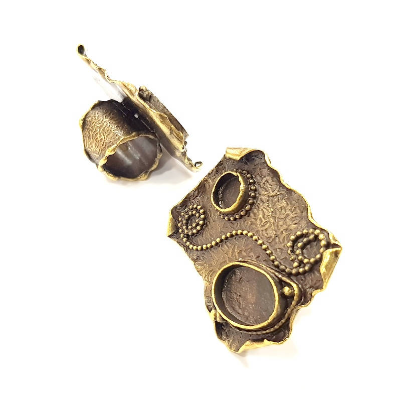 Antique Bronze Ring Blank Ring Setting inlay Mosaic Bezel Base Cabochon Mountings(18x13mm,10mm Blank)Antique Bronze Plated Brass G10464