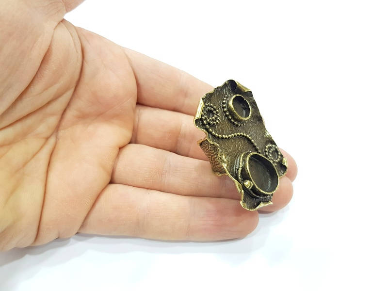 Antique Bronze Ring Blank Ring Setting inlay Mosaic Bezel Base Cabochon Mountings(18x13mm,10mm Blank)Antique Bronze Plated Brass G10464