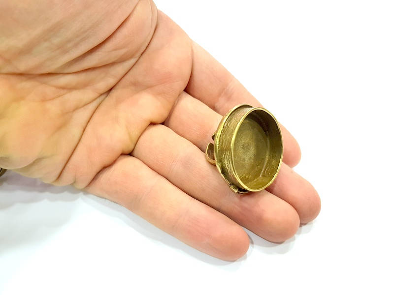 Antique Bronze Ring Blank Ring Setting inlay Blank Mosaic Bezel Base Cabochon Mountings (29mm Blank ) Antique Bronze Plated Brass G10466