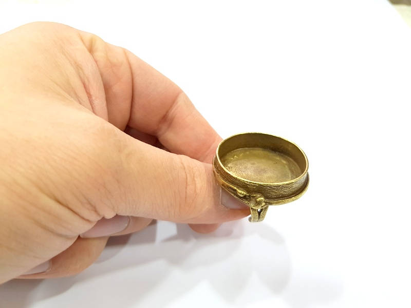 Antique Bronze Ring Blank Ring Setting inlay Blank Mosaic Bezel Base Cabochon Mountings (29mm Blank ) Antique Bronze Plated Brass G10466