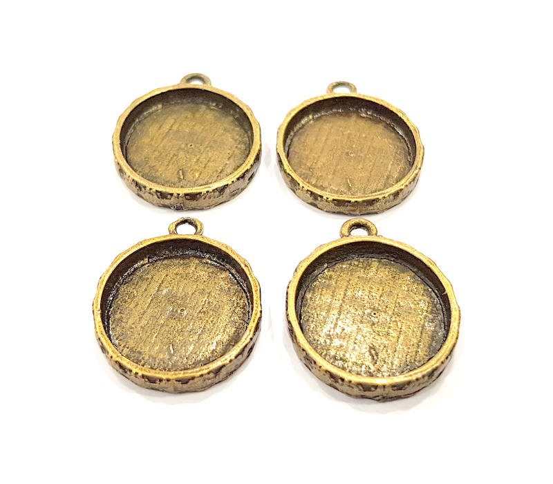 4 Antique Bronze Pendant Blank inlay Blank Mosaic Blank Resin Blank Bezel Base Setting Mountings Antique Bronze Plated (16mm blank) G16449