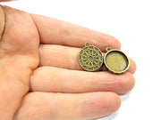 4 Antique Bronze Pendant Blank inlay Blank Mosaic Blank Resin Blank Bezel Base Setting Mountings Antique Bronze Plated (16mm blank) G16449
