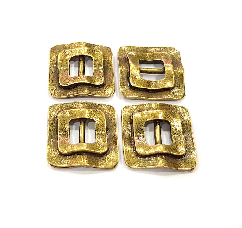 4 Antique Bronze Connector Charm Antique Bronze Plated Metal Charms (20x20mm) G10476