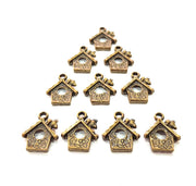 10 Bird House Charm Antique Bronze Charm Antique Bronze Plated Metal Charms (16x13mm) G10478