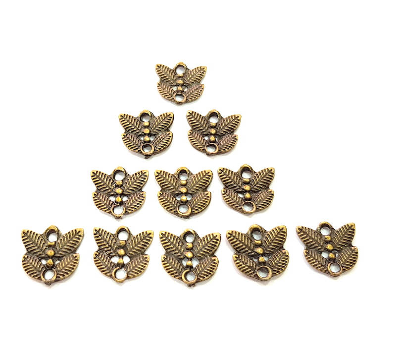 20 Leaf Charm Antique Bronze Charm Antique Bronze Plated Metal Charms (12x12mm) G10479