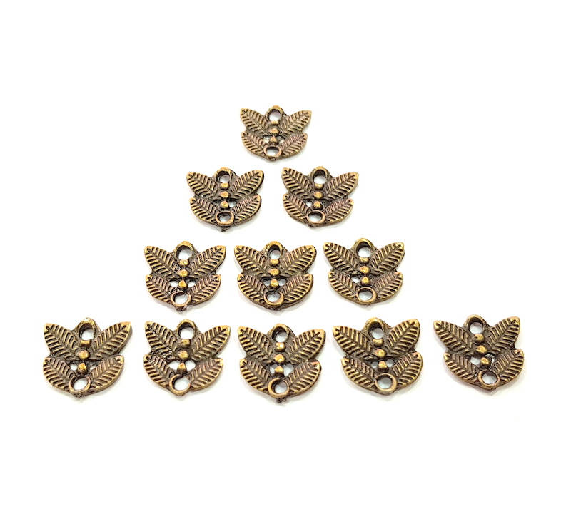20 Leaf Charm Antique Bronze Charm Antique Bronze Plated Metal Charms (12x12mm) G10479