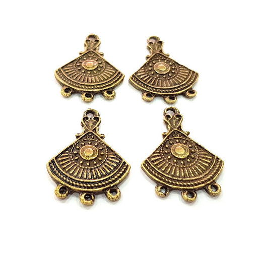 4 Antique Bronze Connector Charm Antique Bronze Plated Metal Charms (28x20mm) G10481