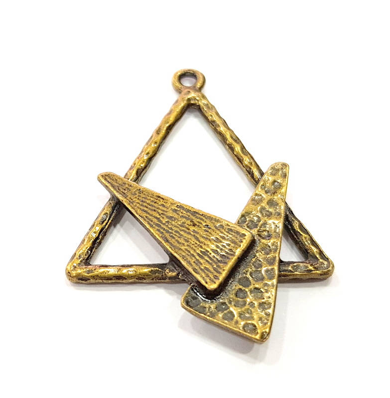4 Triangle Charm Antique Bronze Charm Antique Bronze Plated Metal Charms (48x35mm) G10484