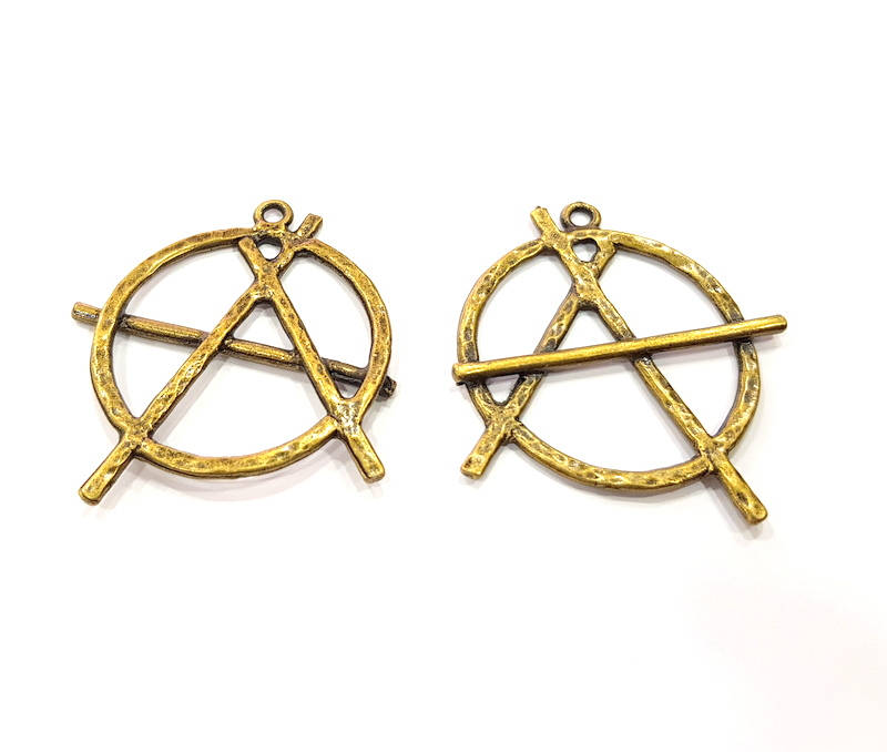 2 Antique Bronze Charm Antique Bronze Plated Metal Charms (49x40mm) G10485