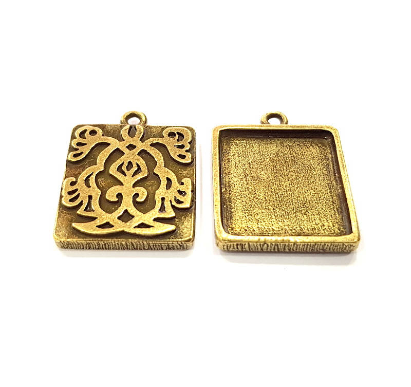 2 Antique Bronze Pendant Blank inlay Blank Mosaic Blank Resin Blank Bezel Base Setting Mountings Antique Bronze Plated (20mm blank) G10486