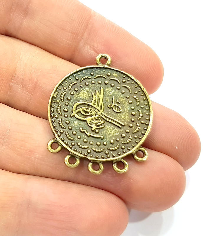 2 Antique Bronze Ottoman Signature Charm Antique Bronze Plated Charms (35x27mm) G10487