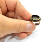 Antique Bronze Ring Blank Ring Setting inlay Blank Mosaic Bezel Base Cabochon Mountings (14x10mm Blank ) Antique Bronze Plated Brass G10490