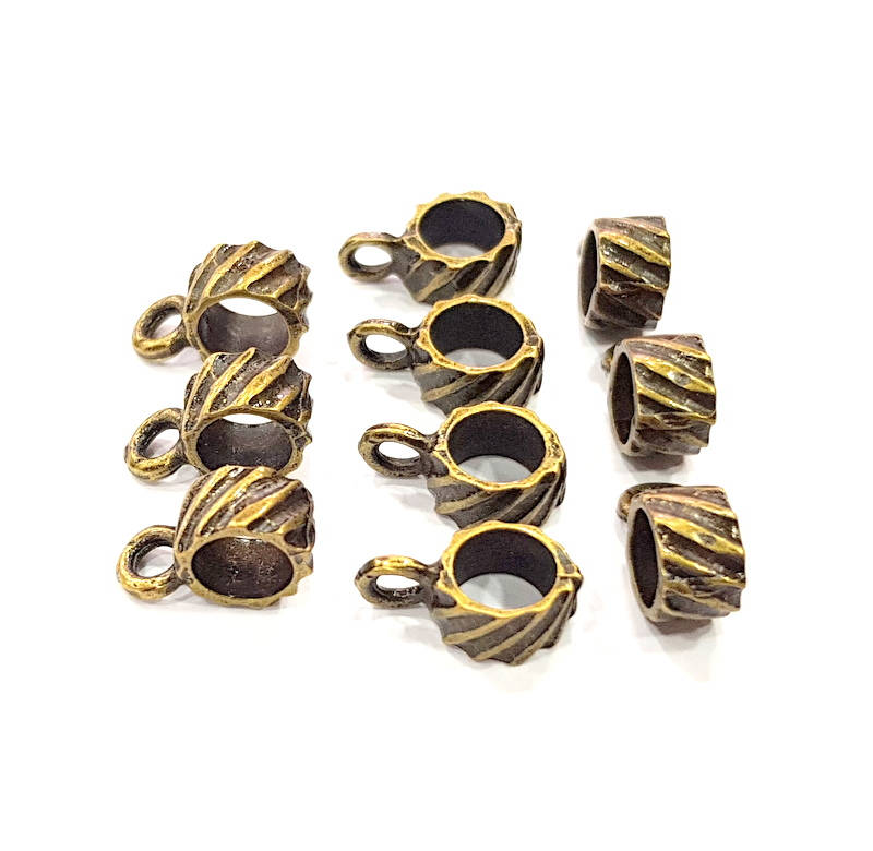 10 Antique Bronze Bail Antique Bronze Plated Metal Findings (13x8mm) G10491