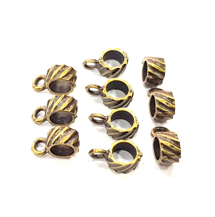 10 Antique Bronze Bail Antique Bronze Plated Metal Findings (13x8mm) G10491