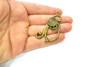 2 Antique Bronze Pendant Antique Bronze Plated Metal Pendant (60x33mm) G10515