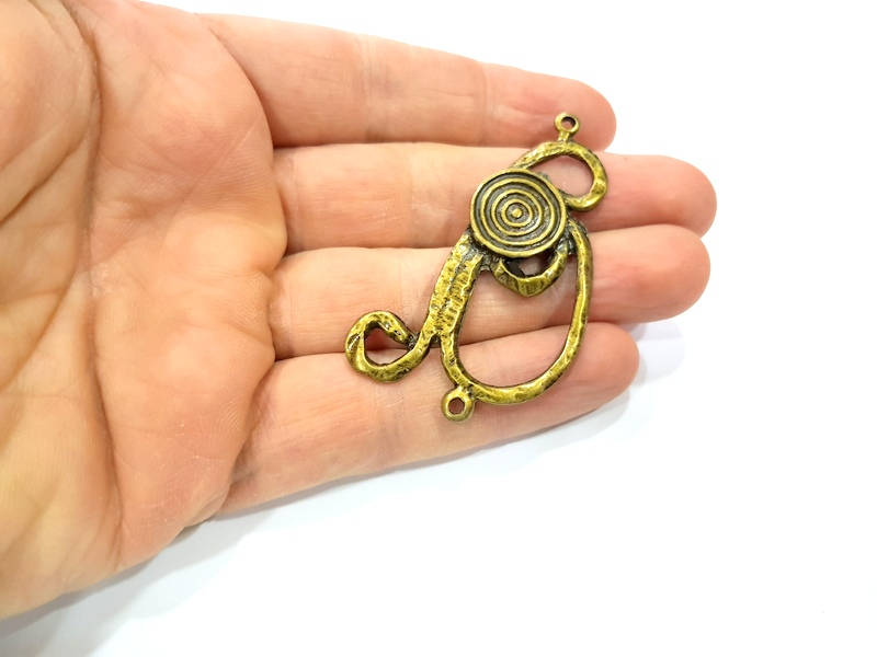 2 Antique Bronze Pendant Antique Bronze Plated Metal Pendant (60x33mm) G10515