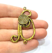 2 Antique Bronze Pendant Antique Bronze Plated Metal Pendant (60x33mm) G10515