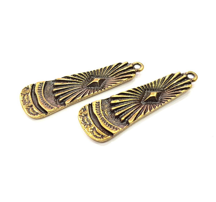 2 Antique Bronze Charm Antique Bronze Plated Metal Charms (50x15mm) G10499
