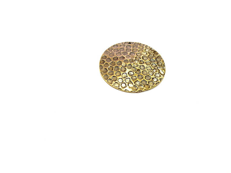2 Spotted Round Charm Antique Bronze Plated Metal Charms (38mm) G10500