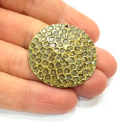 2 Spotted Round Charm Antique Bronze Plated Metal Charms (38mm) G10500