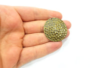 2 Spotted Round Charm Antique Bronze Plated Metal Charms (38mm) G10500