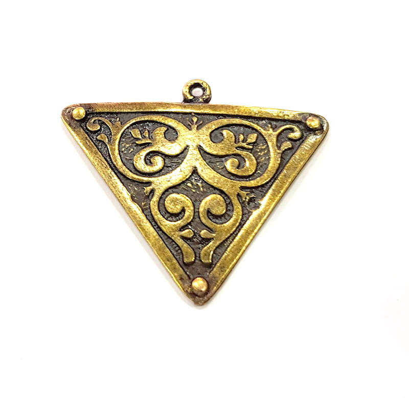 2 Triangle Pendant Antique Bronze Pendant Antique Bronze Plated Metal Pendant (47x38mm) G10503