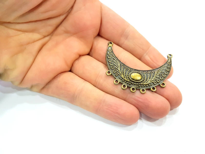 2 Antique Bronze Connector Pendant Antique Bronze Plated Metal Pendant (50x33mm) G10504