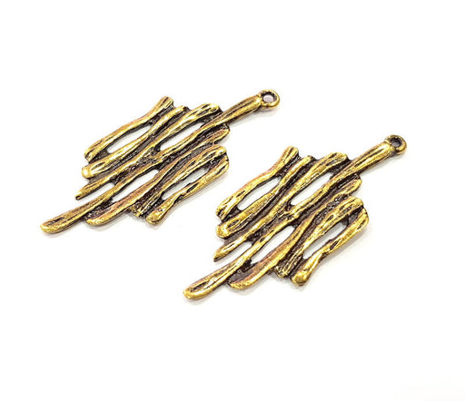 2 Antique Bronze Charm Antique Bronze Plated Metal Charms (53x21mm) G10506