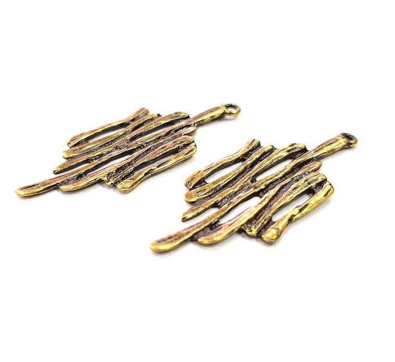 2 Antique Bronze Charm Antique Bronze Plated Metal Charms (53x21mm) G10506