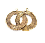 Hammered Circle Charm Antique Bronze Connector Antique Bronze Plated Brass (66x36mm) G12052