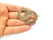 Hammered Circle Charm Antique Bronze Connector Antique Bronze Plated Brass (66x36mm) G12052