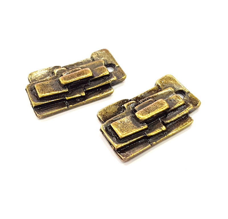 2 Antique Bronze Charm Antique Bronze Plated Metal Charms (29x16mm) G10518