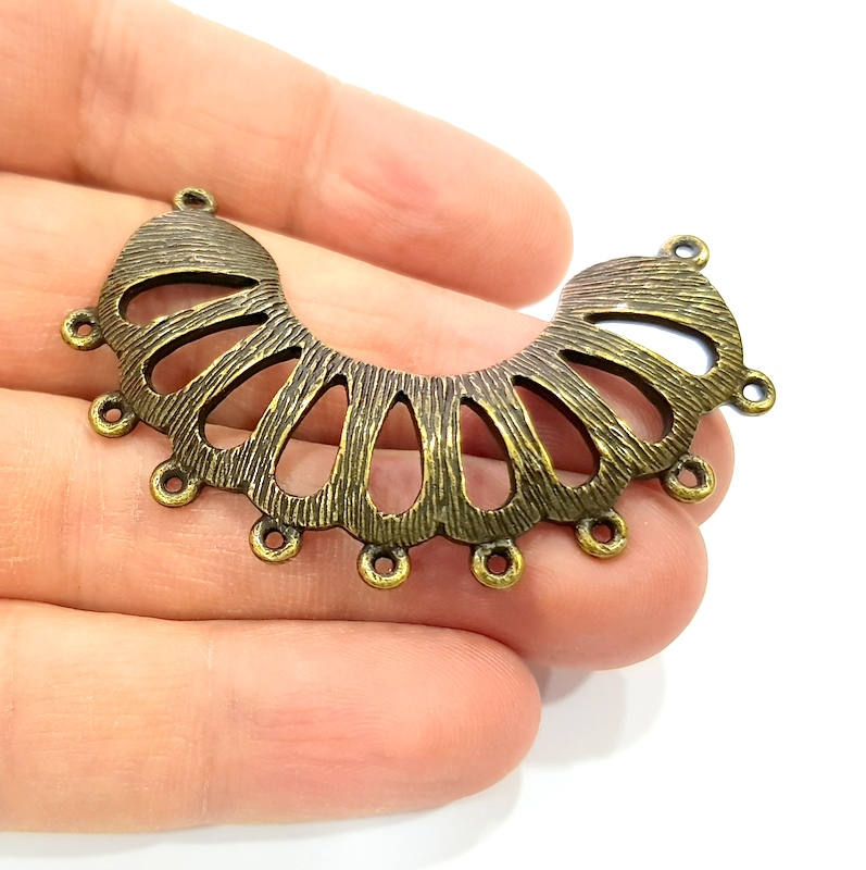 2 Antique Bronze Connector Pendant Antique Bronze Plated Metal Pendant (61x19mm) G10521