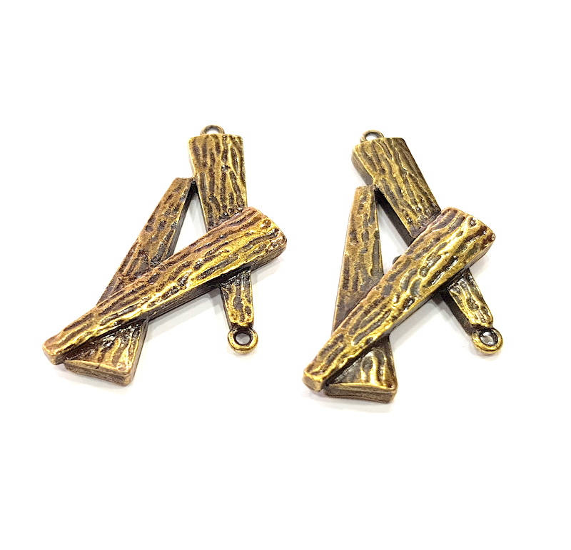 4 Antique Bronze Charm Antique Bronze Plated Metal Charms (46x19mm) G10526