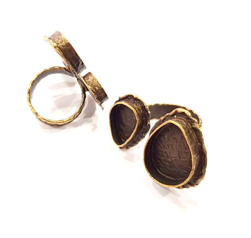 Antique Bronze Ring Blank Ring Setting inlay Blank Mosaic Bezel Base Cabochon Mountings (25x18mm+14x10mm) Antique Bronze Plated Brass G12061