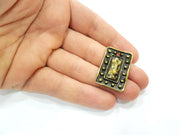 2 Square Charm Antique Bronze Charm Antique Bronze Plated Metal Charms (32x22mm) G13821