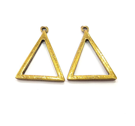 10 Triangle Charm Antique Bronze Charm Antique Bronze Plated Metal Charms (30x21mm) G10535