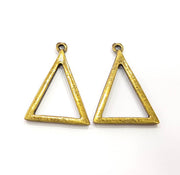 10 Triangle Charm Antique Bronze Charm Antique Bronze Plated Metal Charms (30x21mm) G10535