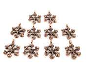 10 Snowflake Charm Antique Copper Charm Antique Copper Plated Metal (18x13mm) G12065