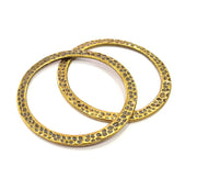 2 Hammered Circle Connector Antique Bronze Charm Antique Bronze Plated Metal Charms (47mm) G10539