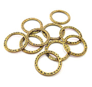 10 Hammered Circle Connector Antique Bronze Charm Antique Bronze Plated Metal Charms (20mm) G10543